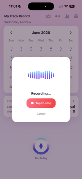 My Track Record recording a spoken log
