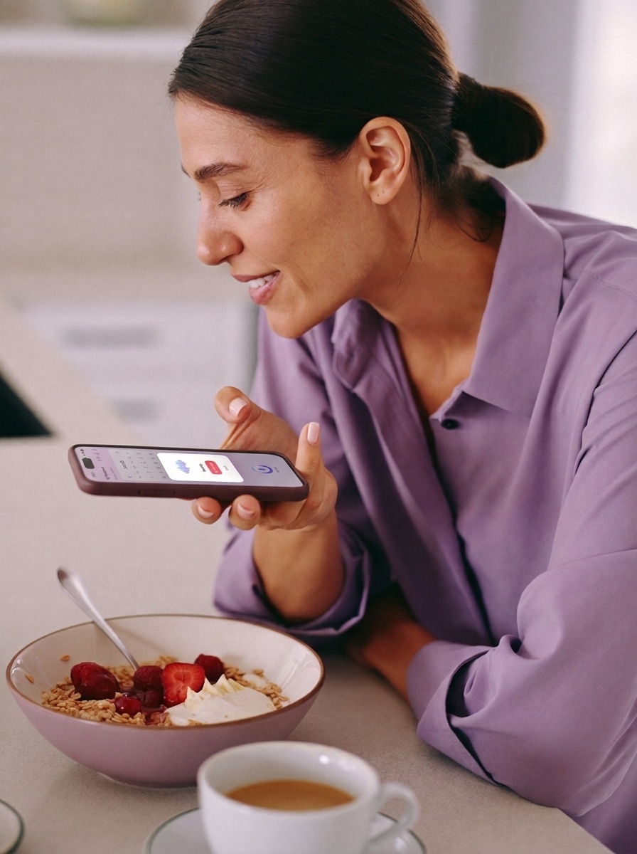 Logging breakfast by voice in the kitchen